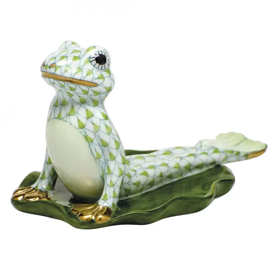 Yoga Frog in Cobra Pose Key Lime 3.5 in L X 2.25 in H