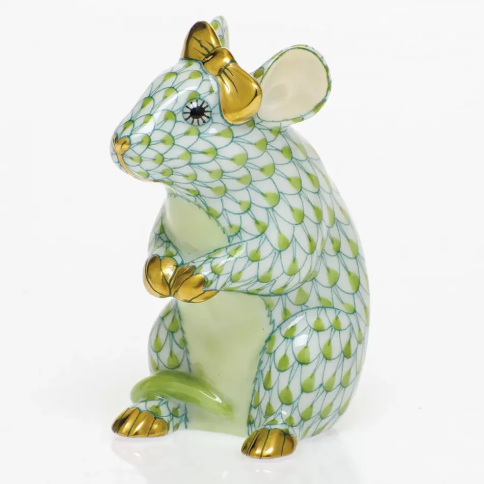 Mouse With Bow Key Lime 2 in L X 1.5 in W X 2.5 in H