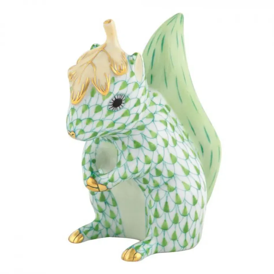 Squirrel With Leaf Key Lime 2.5 in L X 1.5 in W X 3 in H