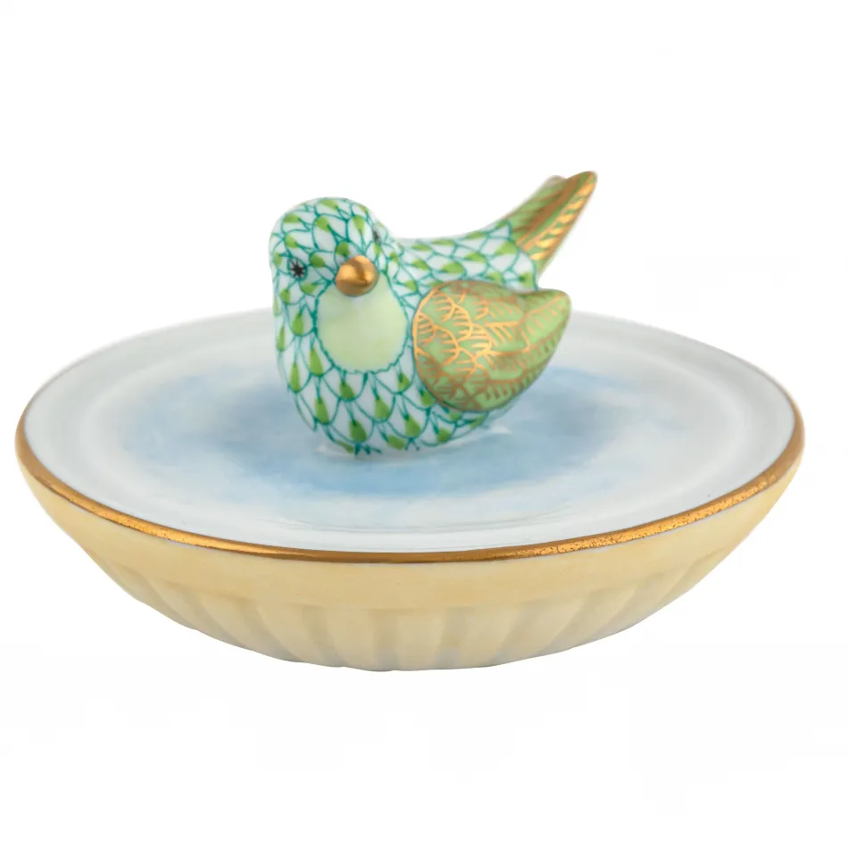 Bird in Bird Bath Key Lime 1.75in H X 3.25in D