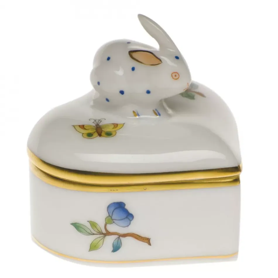 Queen Victoria Multicolor Heart Box With Bunny 2 in H