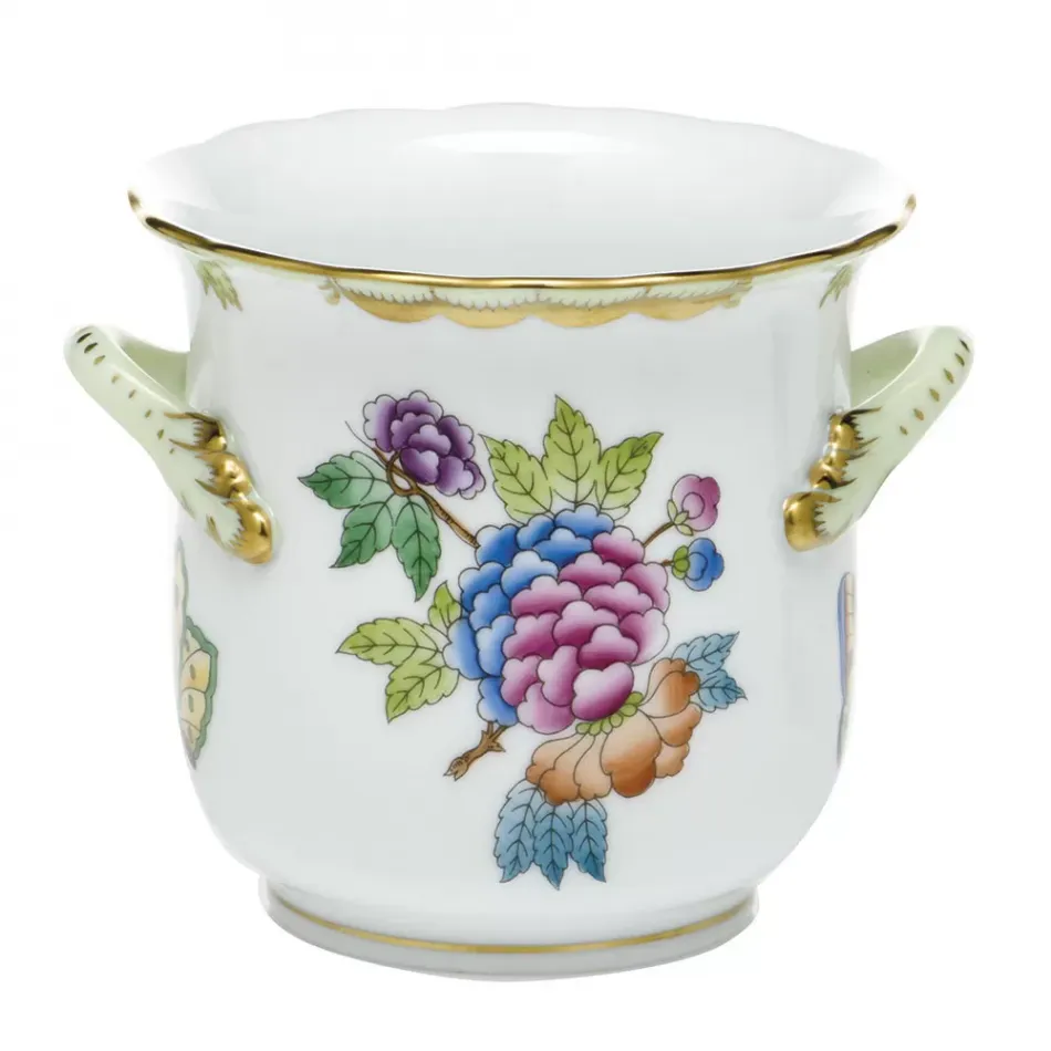 Queen Victoria Multicolor Mini Cachepot With Handles 4.75 in L X 3.75 in H