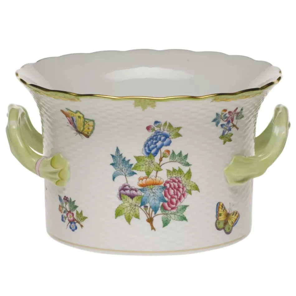 Queen Victoria Multicolor Cachepot With Handles 6.25 in H X 10.25 in D