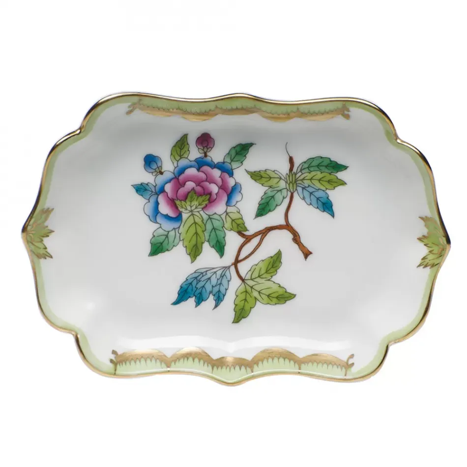 Queen Victoria Multicolor Mini Scalloped Tray 4.25 in L X 3 in W