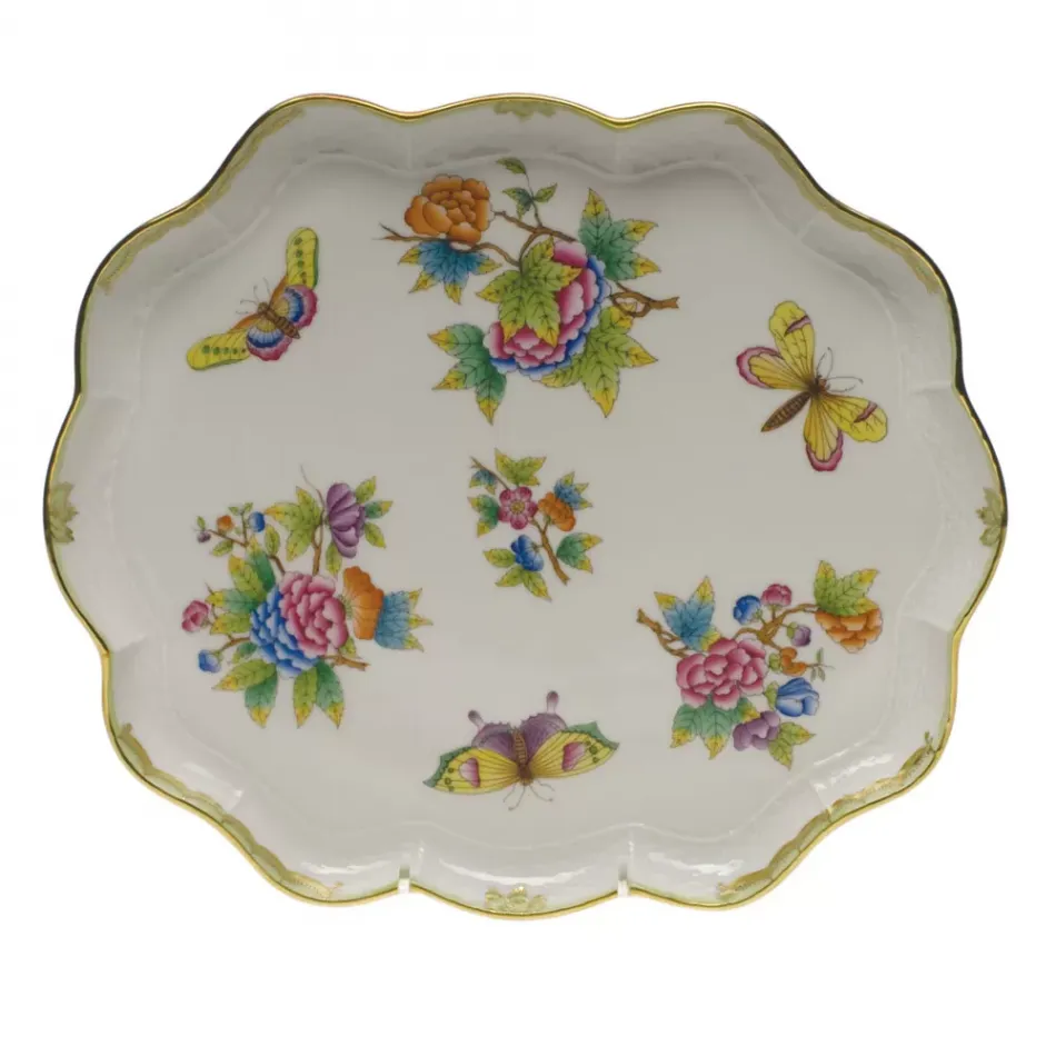 Queen Victoria Multicolor Scallop Tray 11.25 in L X 9.5 in W