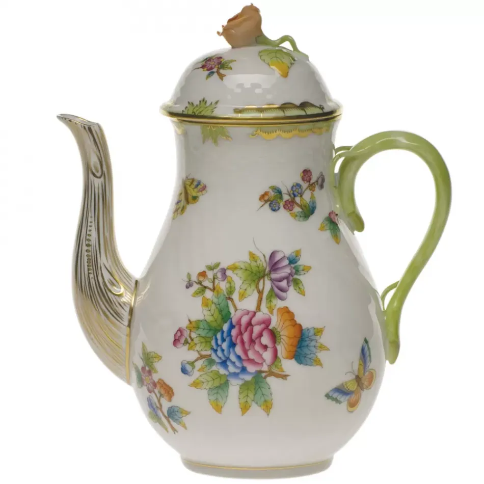 Queen Victoria Multicolor Coffee Pot With Rose 36 Oz 8.5 in H