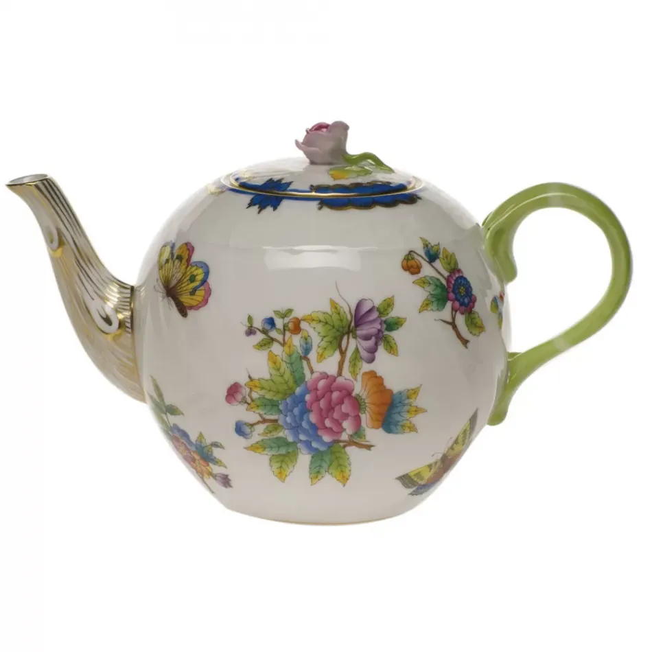 Queen Victoria Multicolor Tea Pot With Rose 36 Oz 5.5 in H