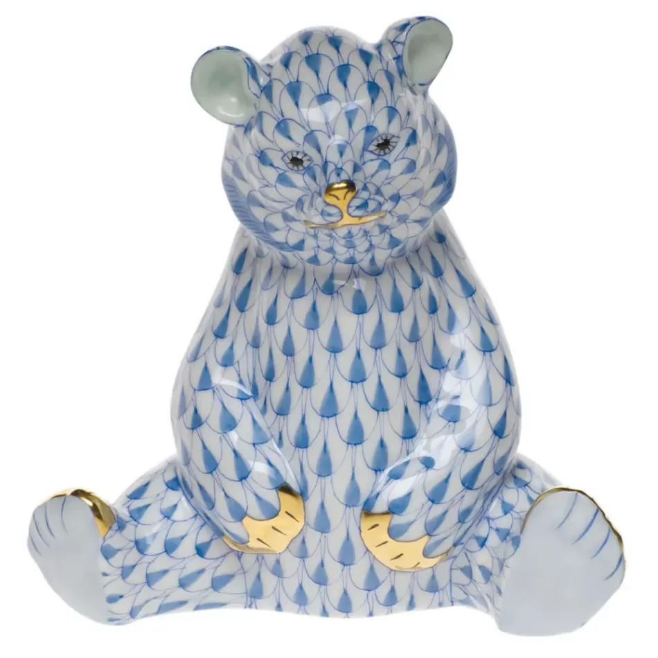 Baby Bear Sitting Blue 3.5 in H