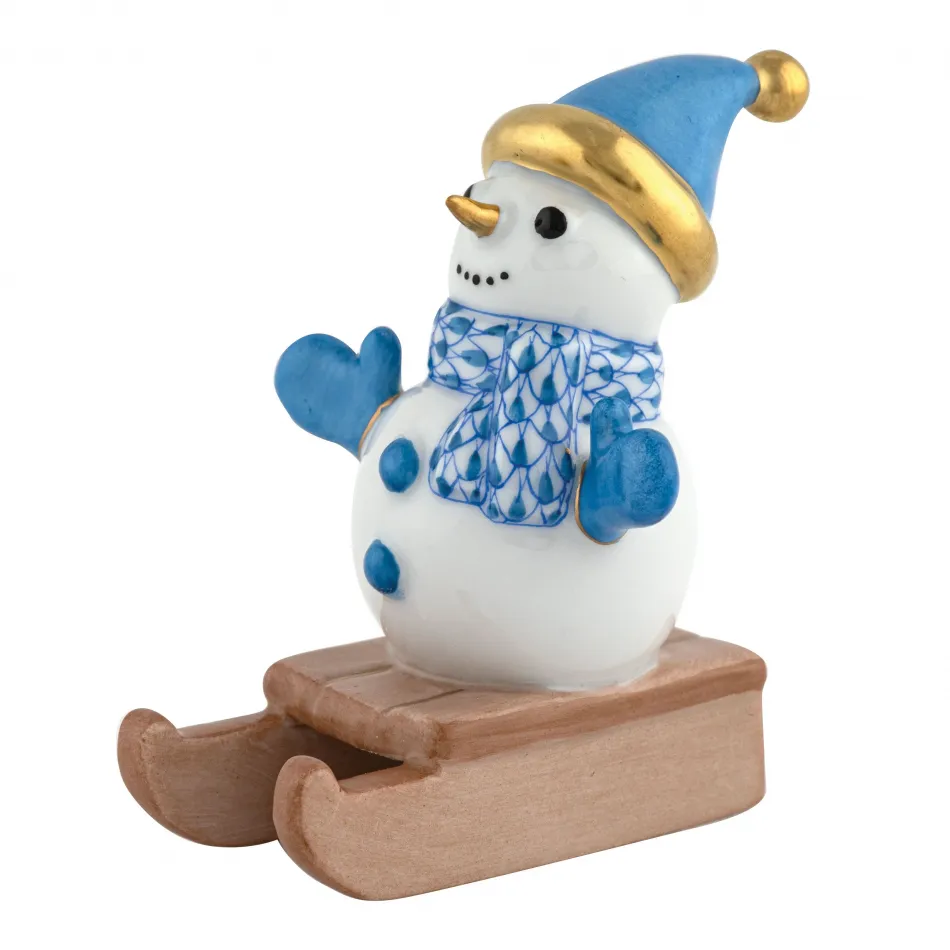 Sledding Snowman Blue