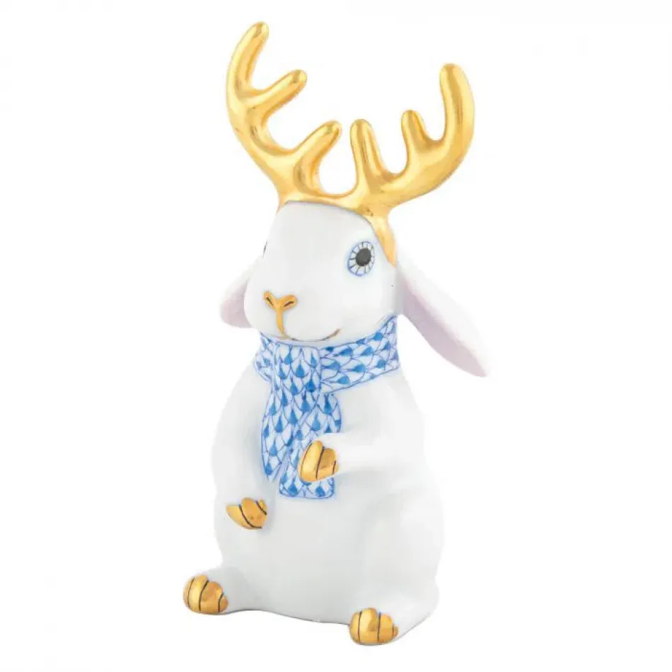 Reindeer Rabbit White/Blue 2 in L X 3.75 in H