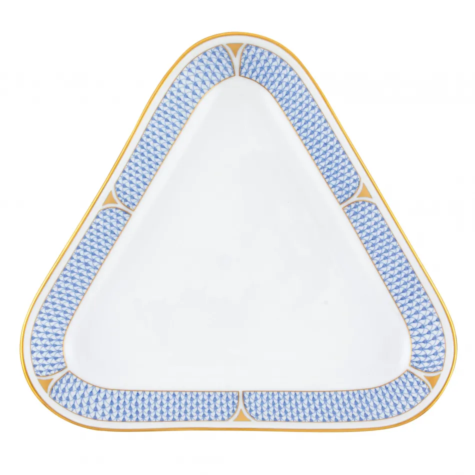 Art Deco Blue Triangle Dish 11 in L X 10.25 in W