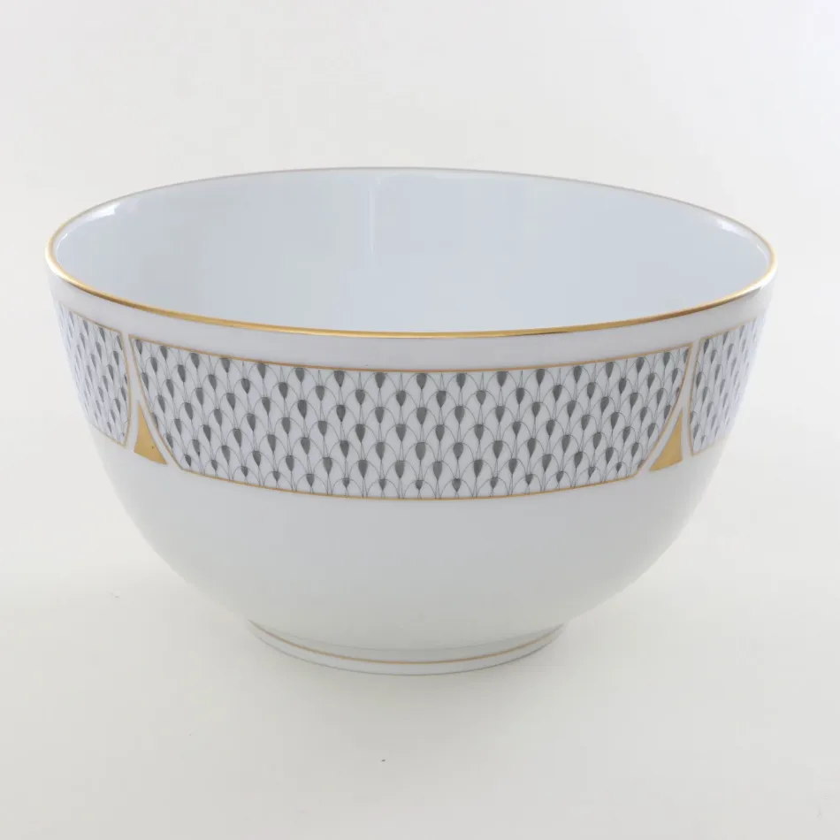 Art Deco Gray Round Bowl 4 in H X 7.5 in D