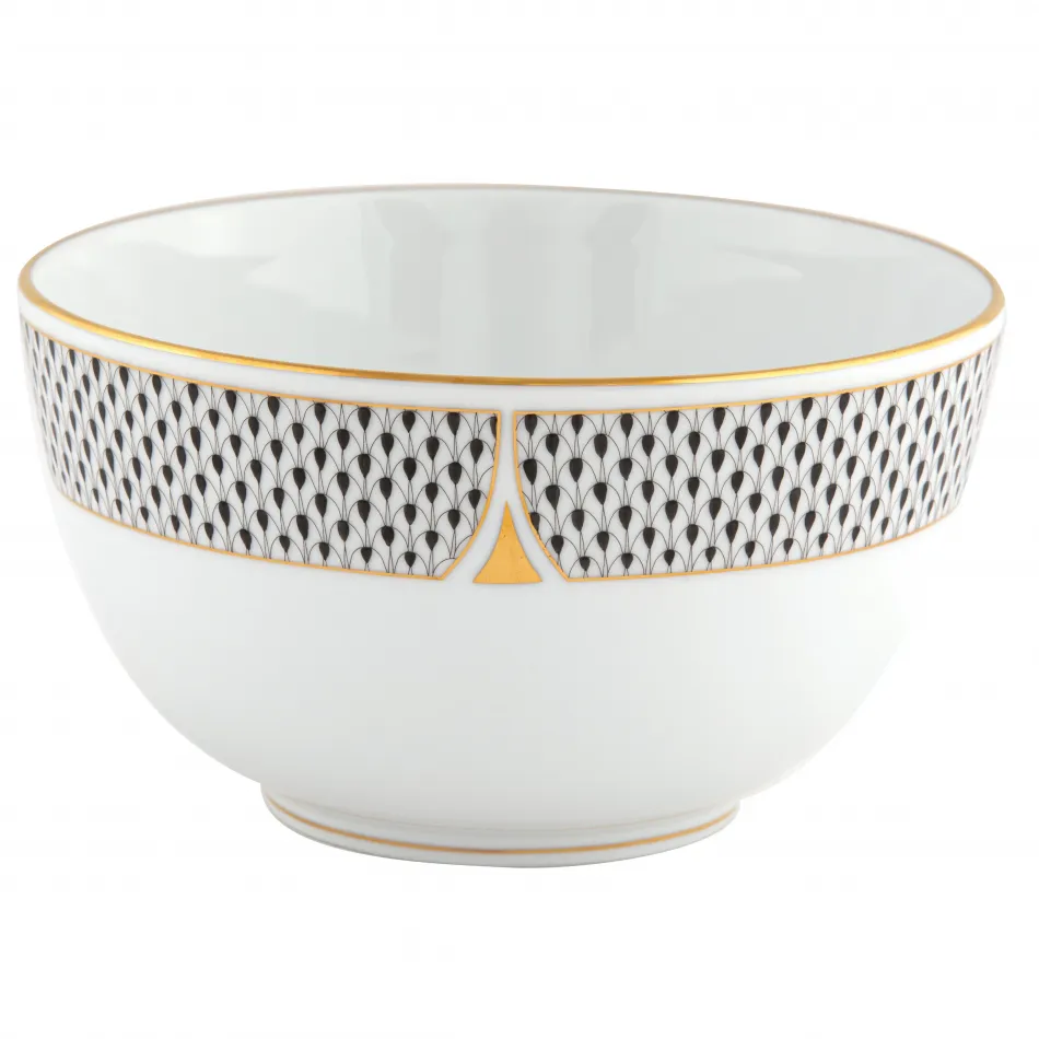 Art Deco Black Round Bowl 4 in H X 7.5 in D