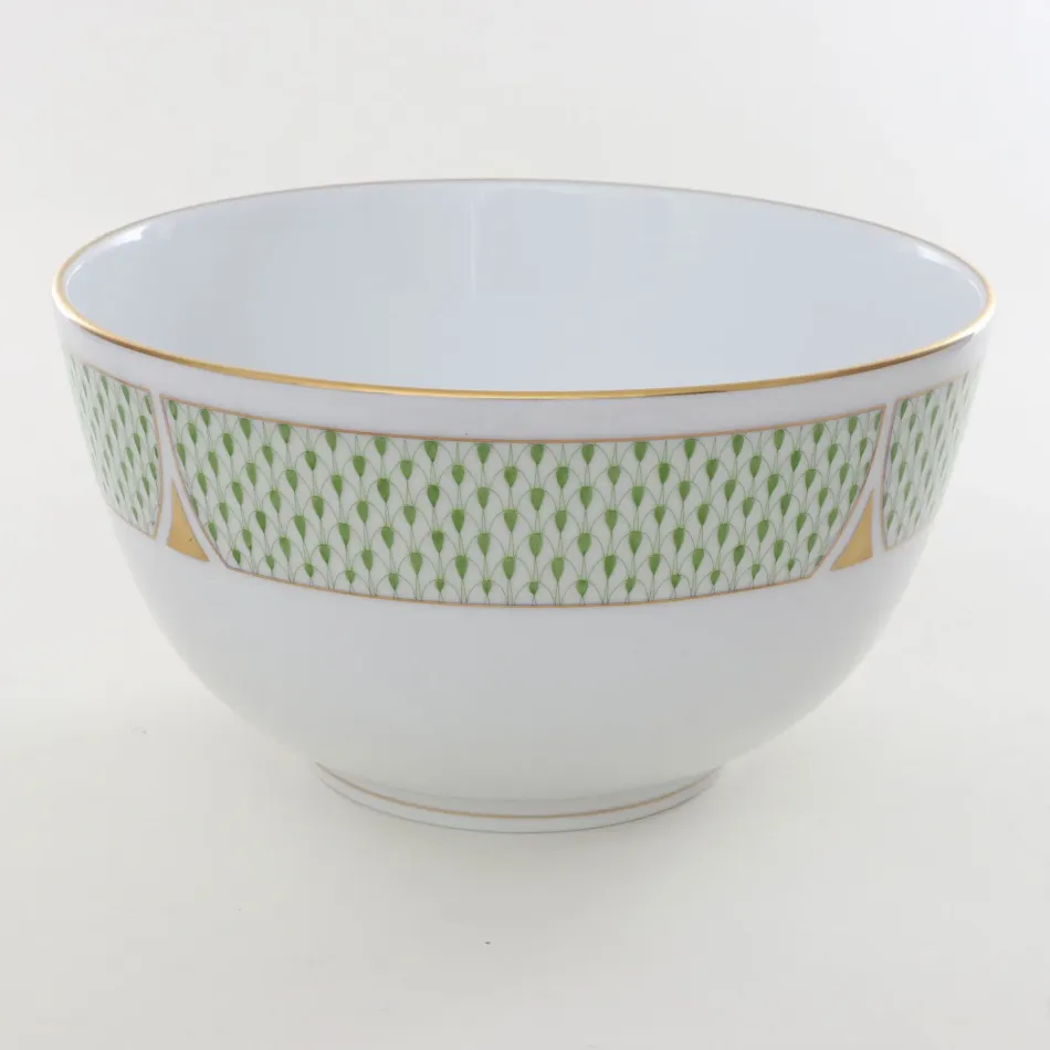 Art Deco Green Round Bowl 4 in H X 7.5 in D