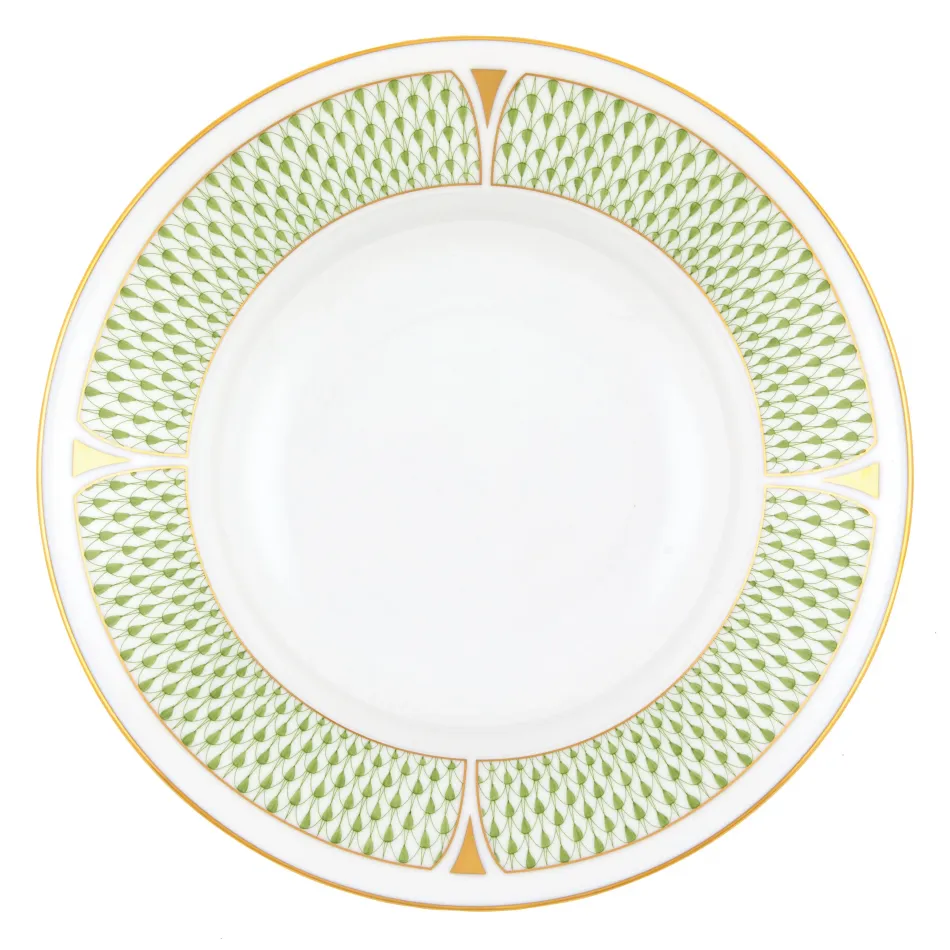 Art Deco Green Rim Soup 8.5 in D