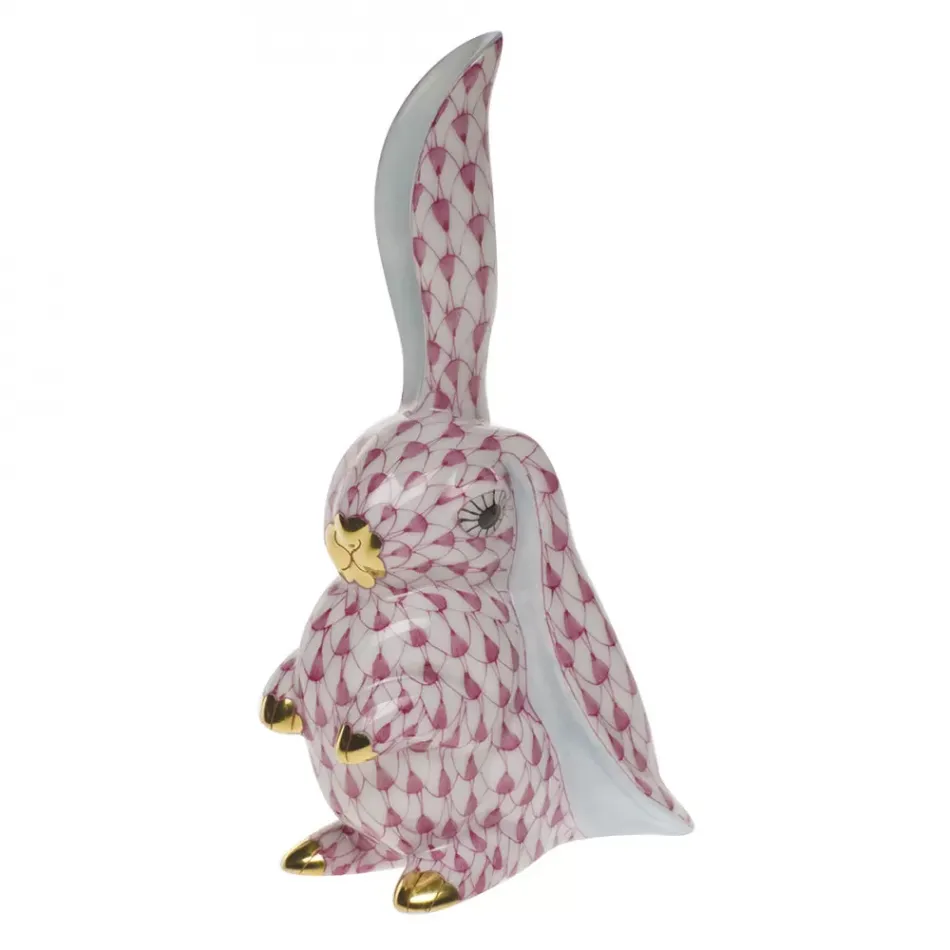 Rabbit With One Ear Up Raspberry 3.75 in H