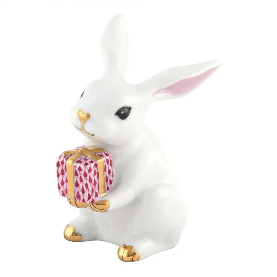 Celebration Bunny White/Raspberry 2.25 in L X 2.25 in W X 3 in H