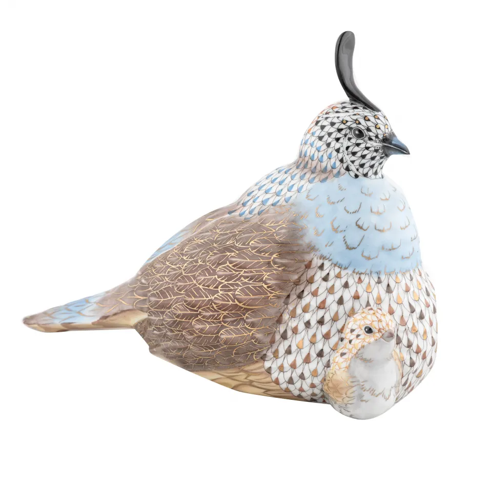 Mother and Baby Quail Multicolor