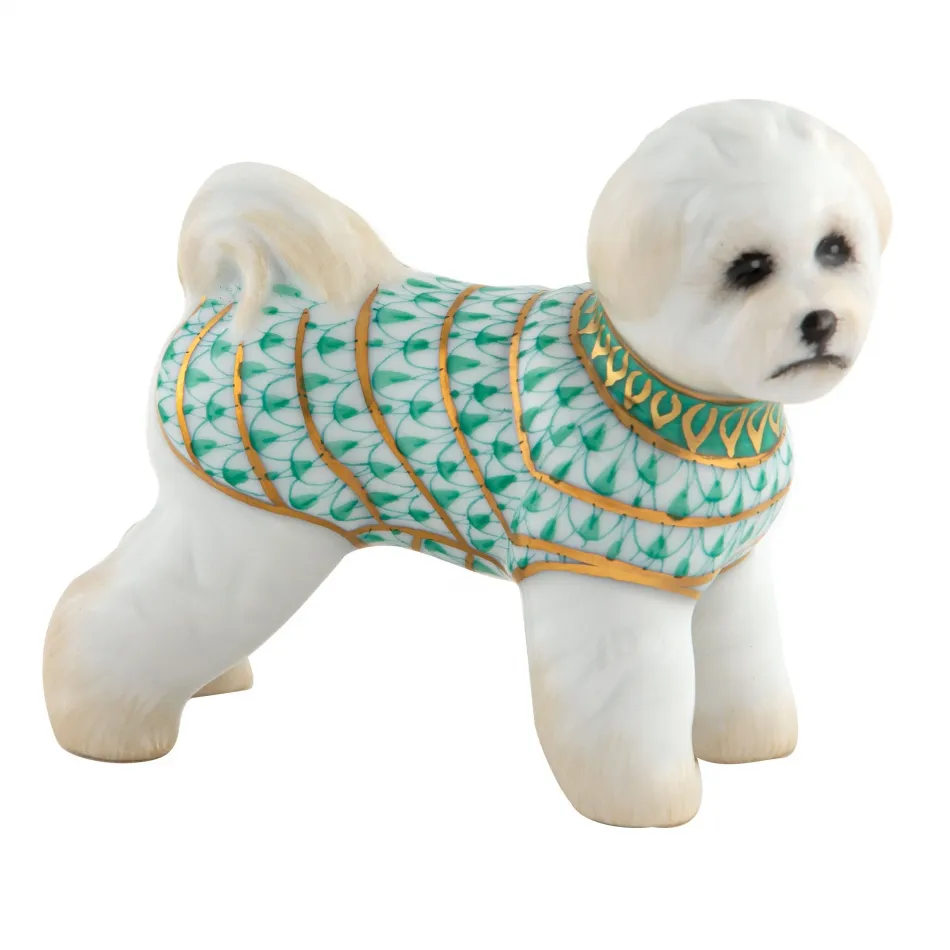 Bichon Frise Green 3 in L X 1.25 in W X 2.25 in H