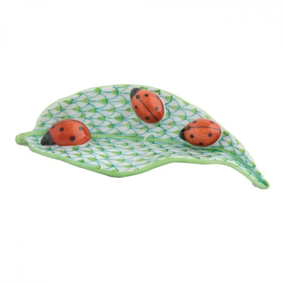 Ladybugs On Leaf Key Lime 3.5 in L X 1.5 in W X 0.5 in H