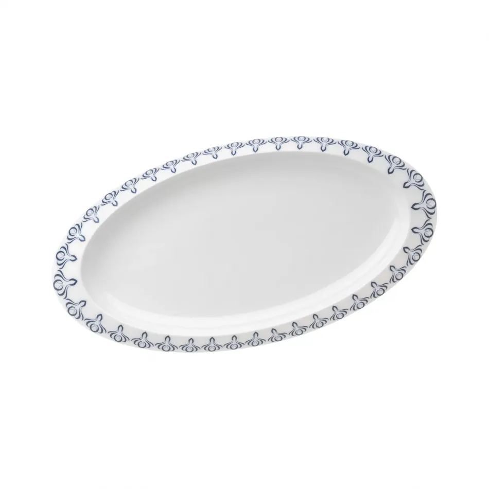 Alif Blue Oval Platter L13.2/W6.9" H 0.9" (Special Order)