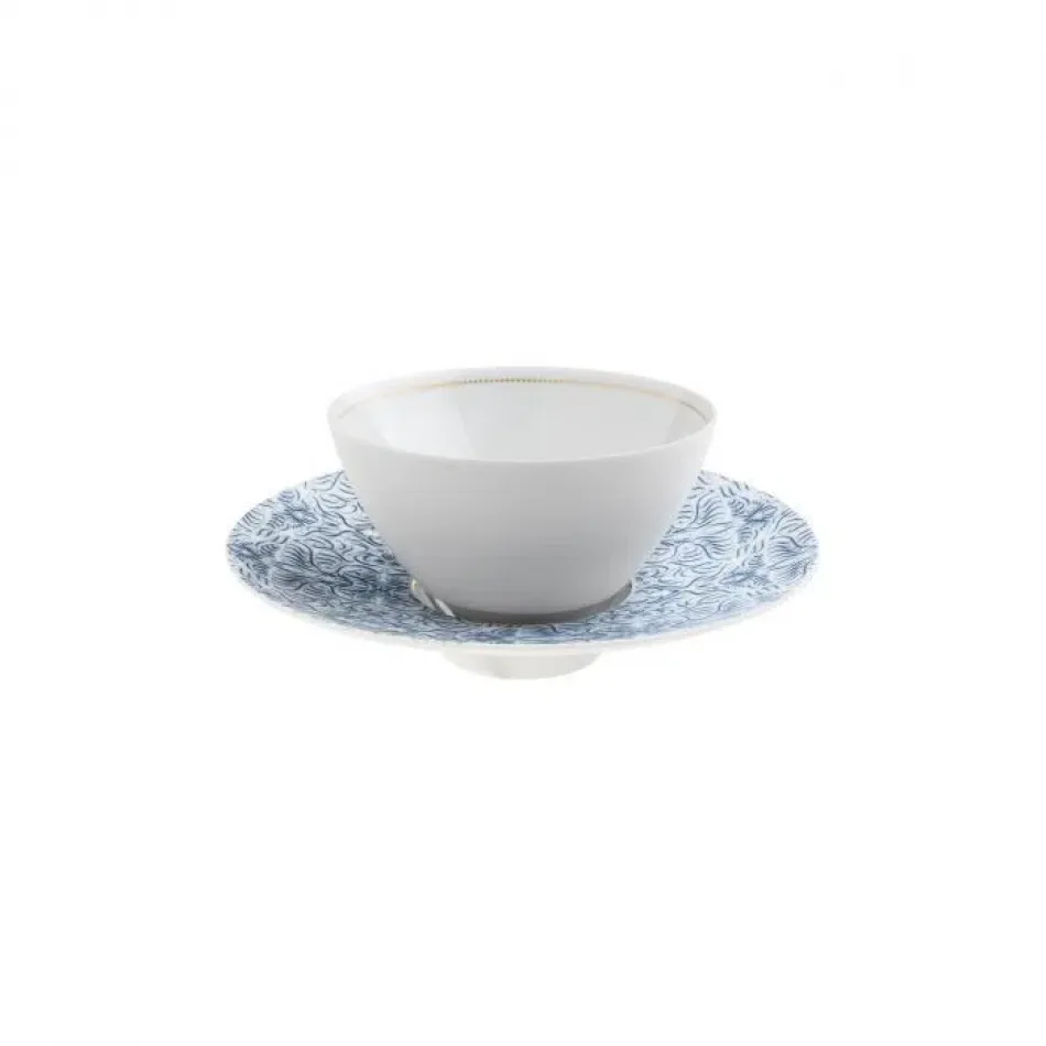 Alif Blue Caffe Latte, Soup Bowl And Saucer Diam 5.3" High 3.3" 13.5Oz Diam 8.7" High 1.8"