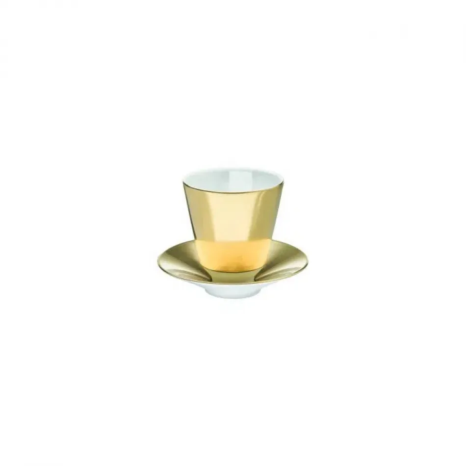 Polite Gold Beaker With Saucer Diam 3.3" High 3.7" 6.1Oz Diam 5.1" High 1.2"