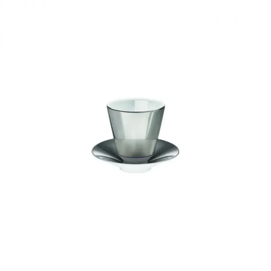 Polite Platinum Beaker With Saucer Diam 3.3" High 3.7" 6.1Oz Diam 5.1" High 1.2"