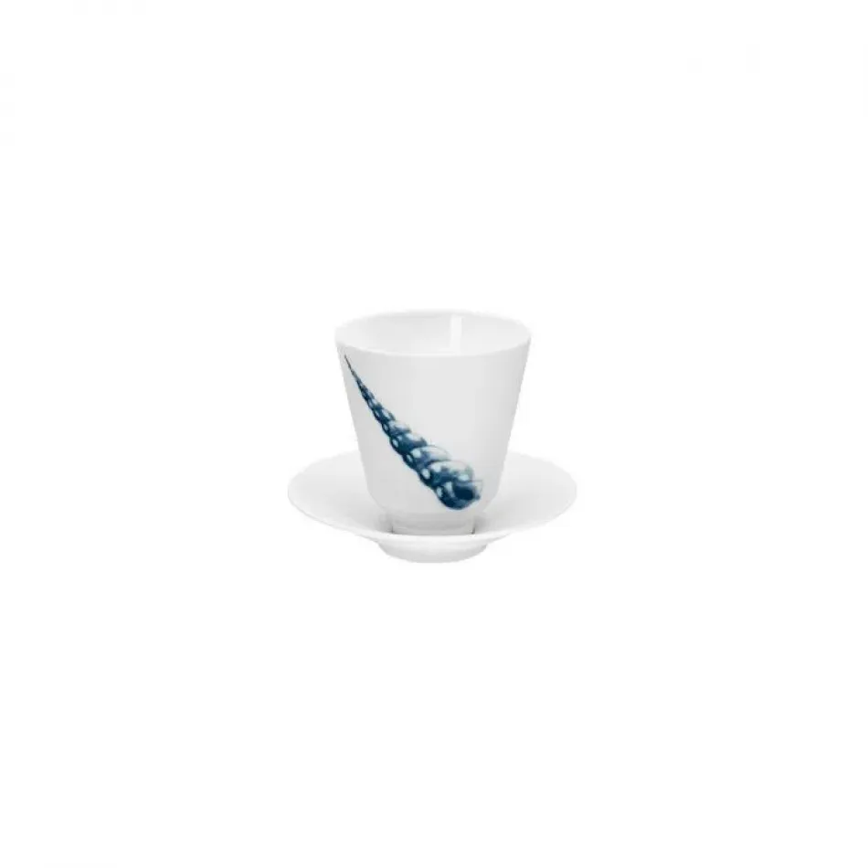 Ocean Sea Shell Beaker With Saucer Diam 3.3" High 3.7" 6.1Oz Diam 5.1" High 1.2"