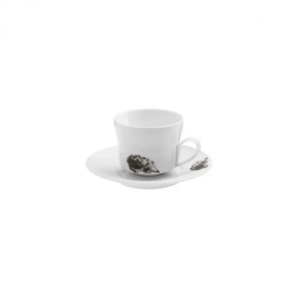 Piqueur Hedgehog Cappuccino Cup With Saucer Diam 3.6" High 3" 8.5Oz Diam 6.5" High 0.9"