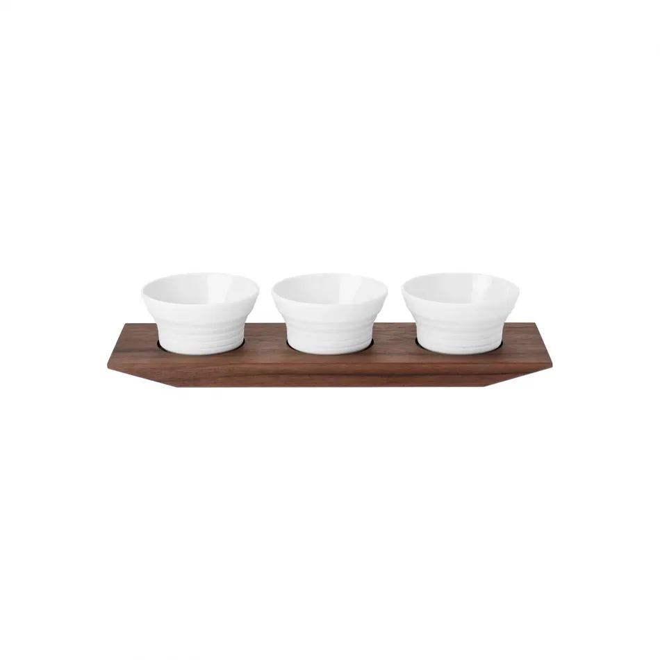 Pulse Set Of 3 Salt/Spice Dishes On Tray L10.2" W3.1" H 1.8" (Special Order)