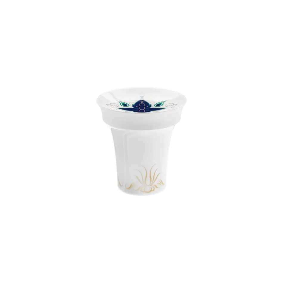 Alif Blue Green Gold Tall Amuse-Bouche Dish, Small Round 4.9" H 5.1" 4.4 oz (Special Order)