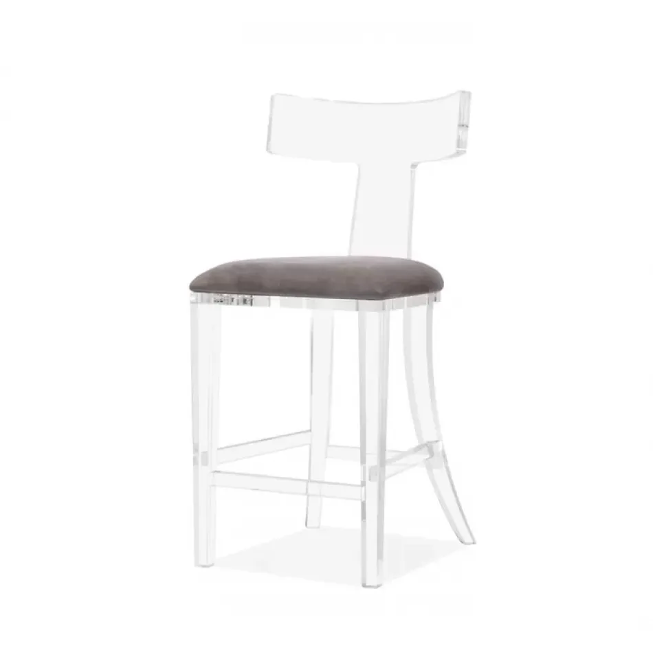 Tristan Counter Stool, Grey Velvet