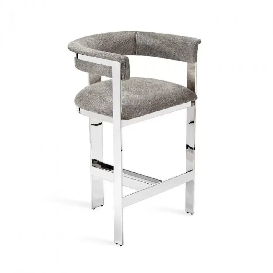 Darcy Hide Counter Stool, Nickel