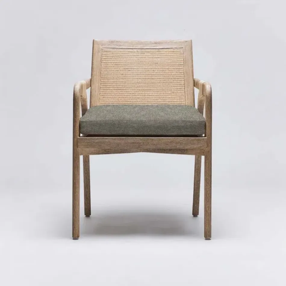 Delray Arm Chair White Ceruse/Moss