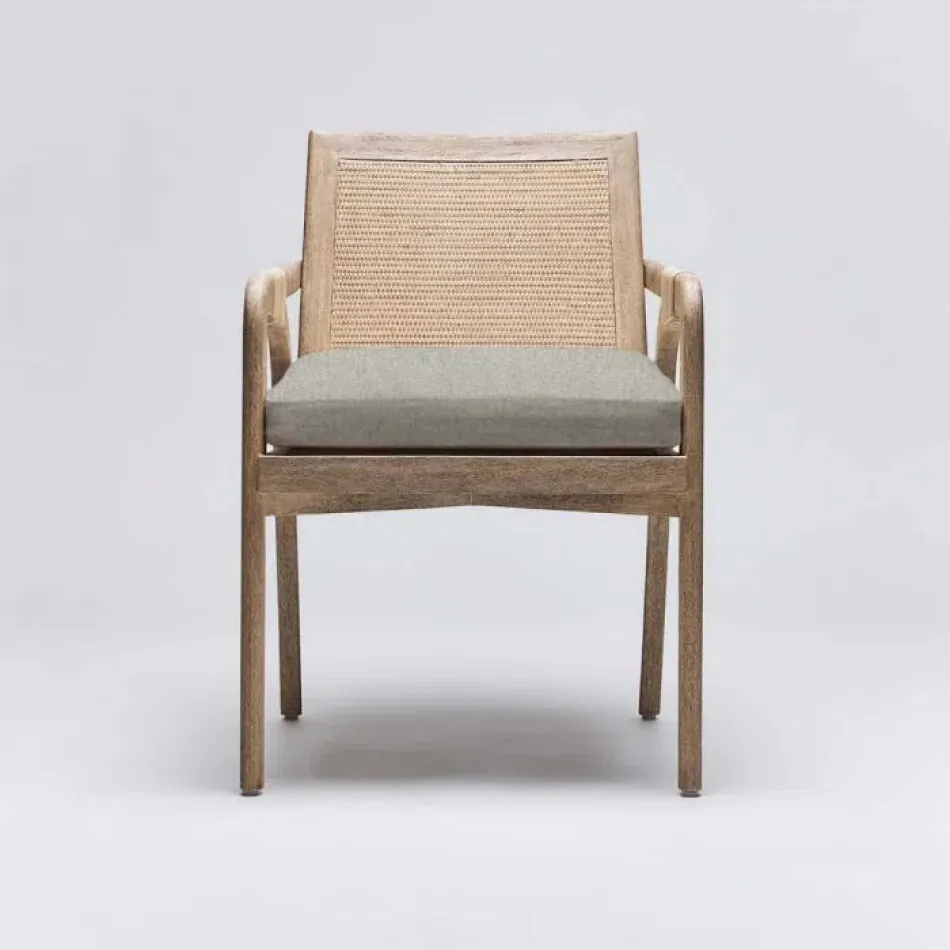 Delray Arm Chair White Ceruse/Fog