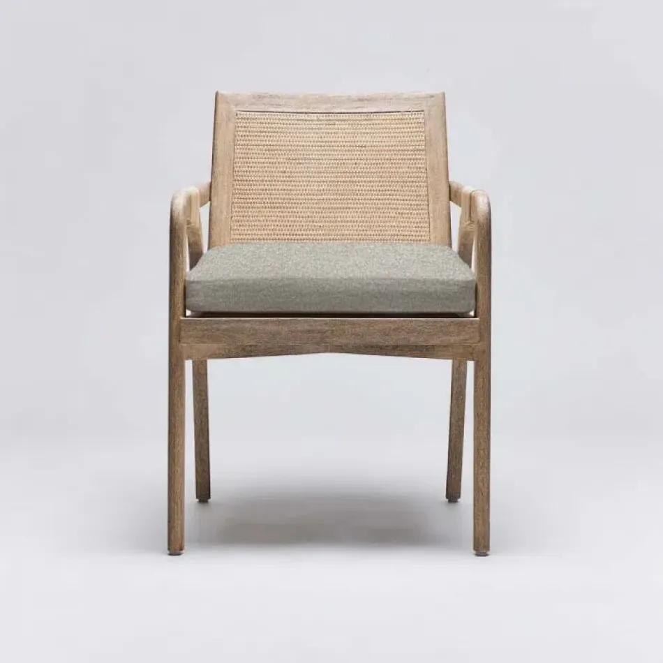 Delray Arm Chair White Ceruse/Hemp