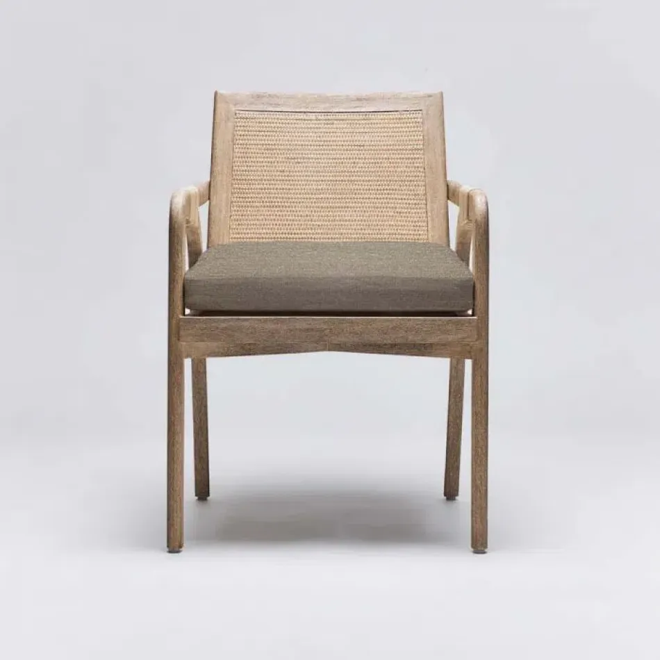 Delray Arm Chair White Ceruse/Pebble