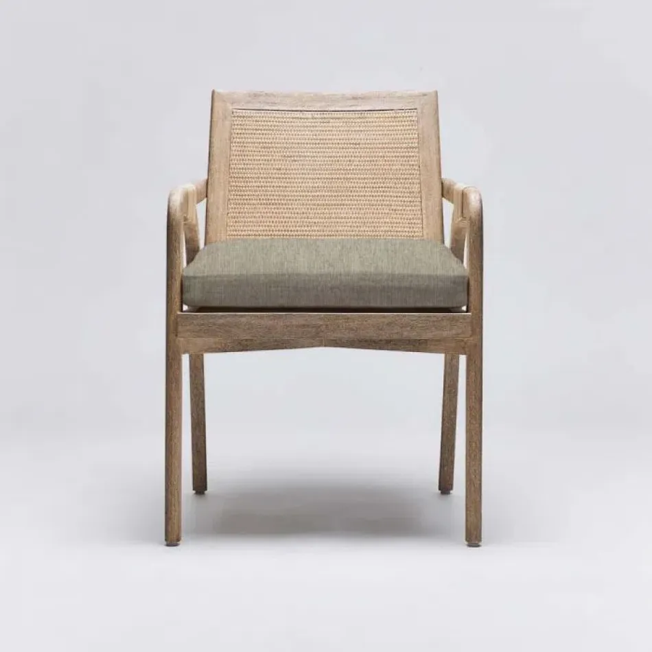 Delray Arm Chair White Ceruse/Fawn