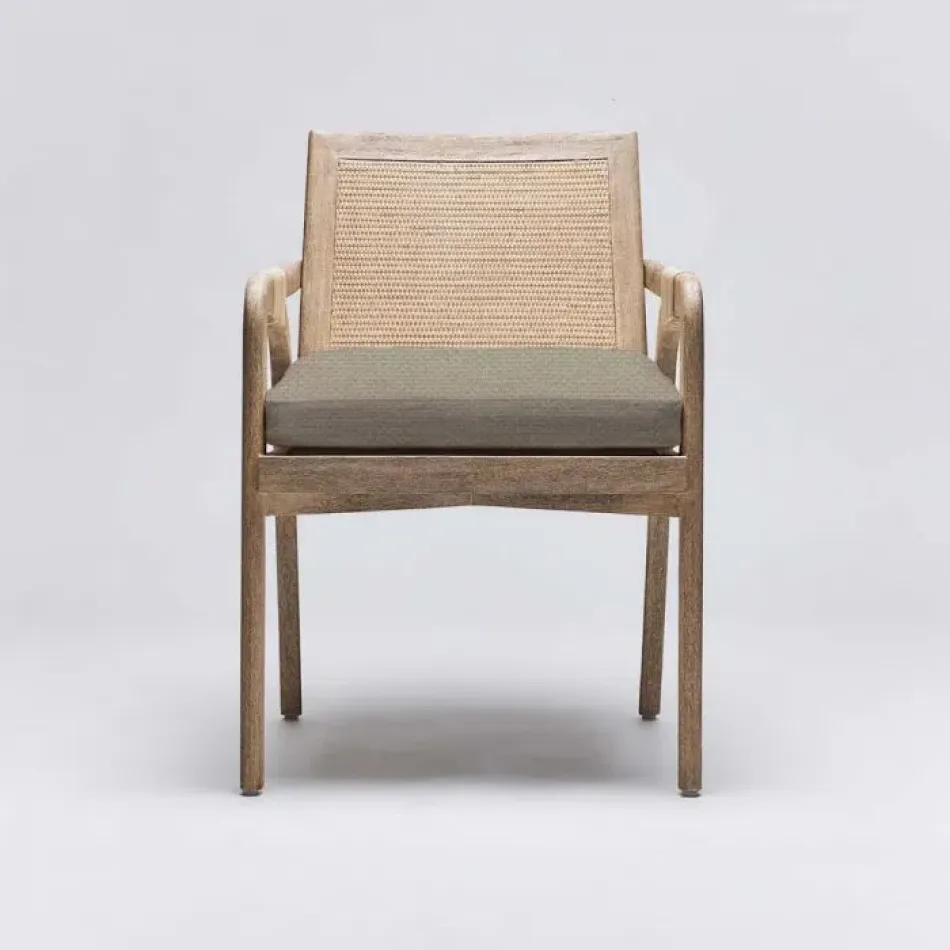 Delray Arm Chair White Ceruse/Sisal