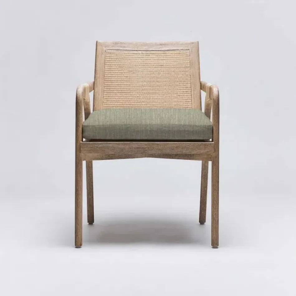 Delray Arm Chair White Ceruse/Fern