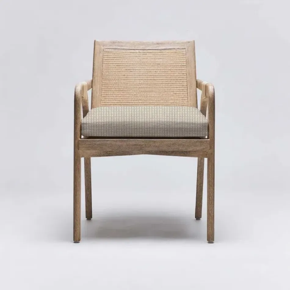 Delray Arm Chair White Ceruse/Natural Cream