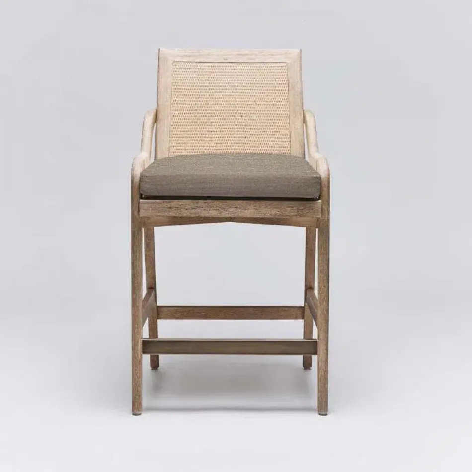 Delray Counter Stool White Ceruse/Pebble