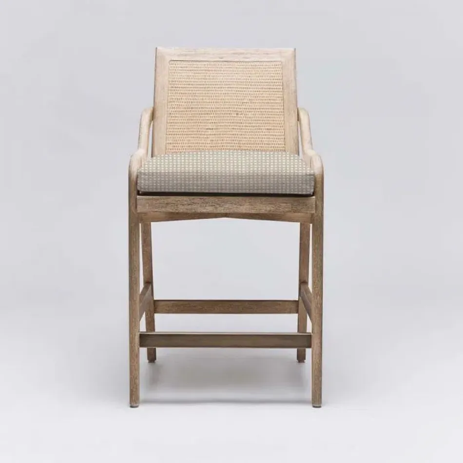 Delray Counter Stool White Ceruse/Natural Cream