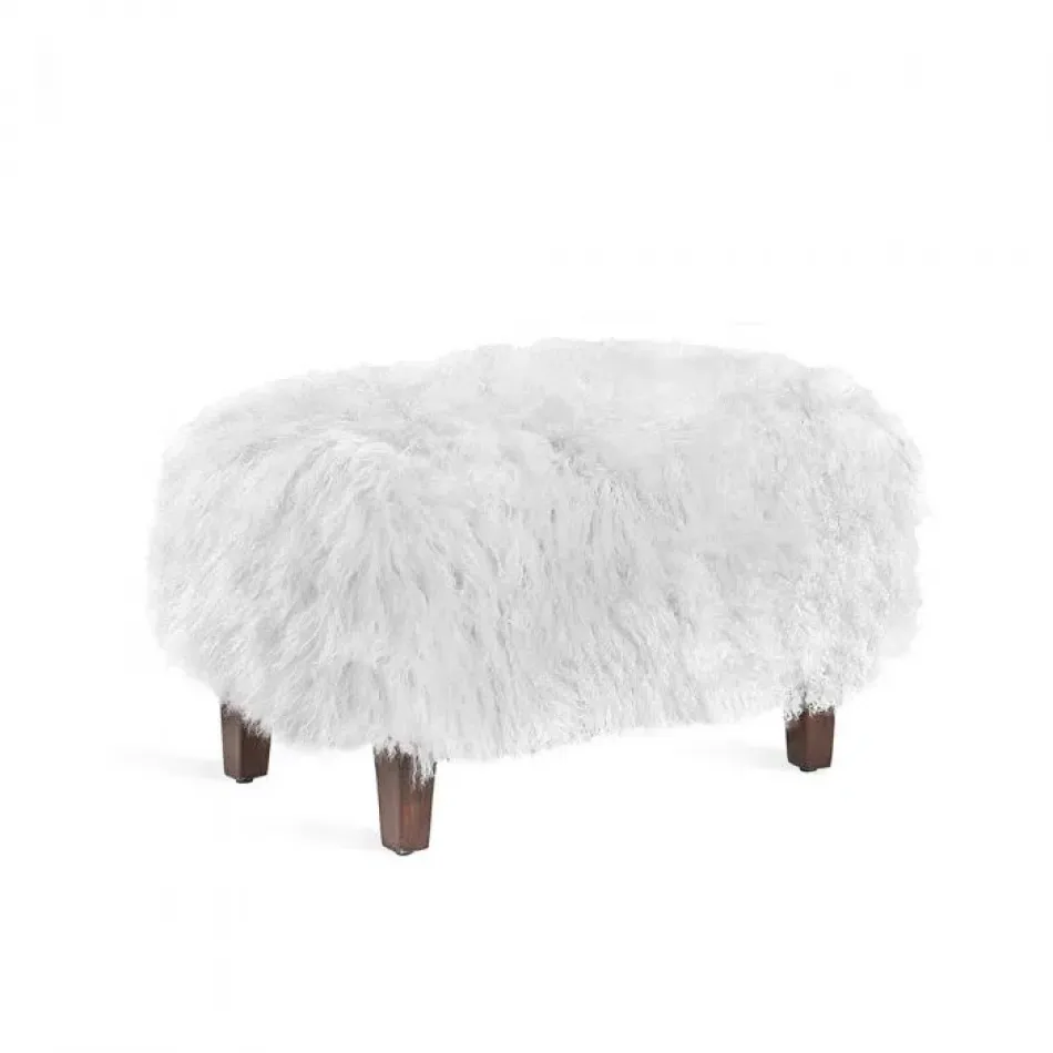 Royce Ottoman, Walnut/ White