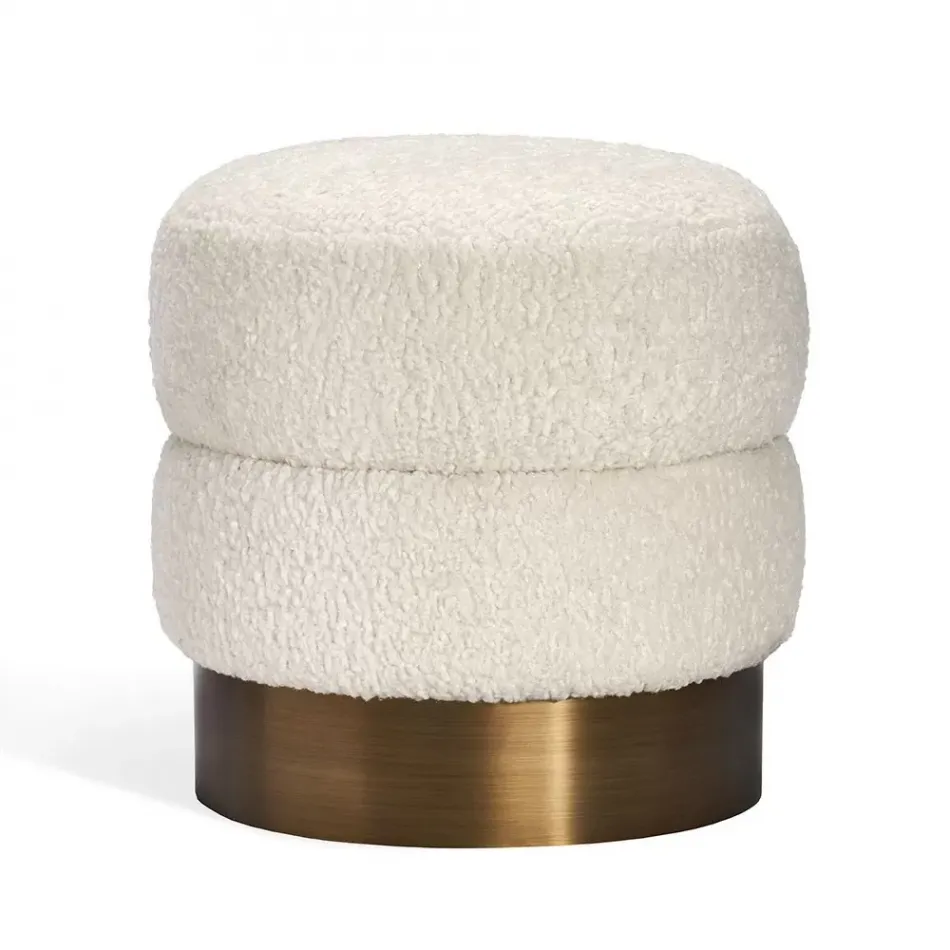 Charlize Stool, Faux Shearling/ Bronze