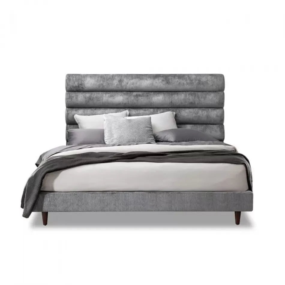 Channel Upholstered Bed Grey King