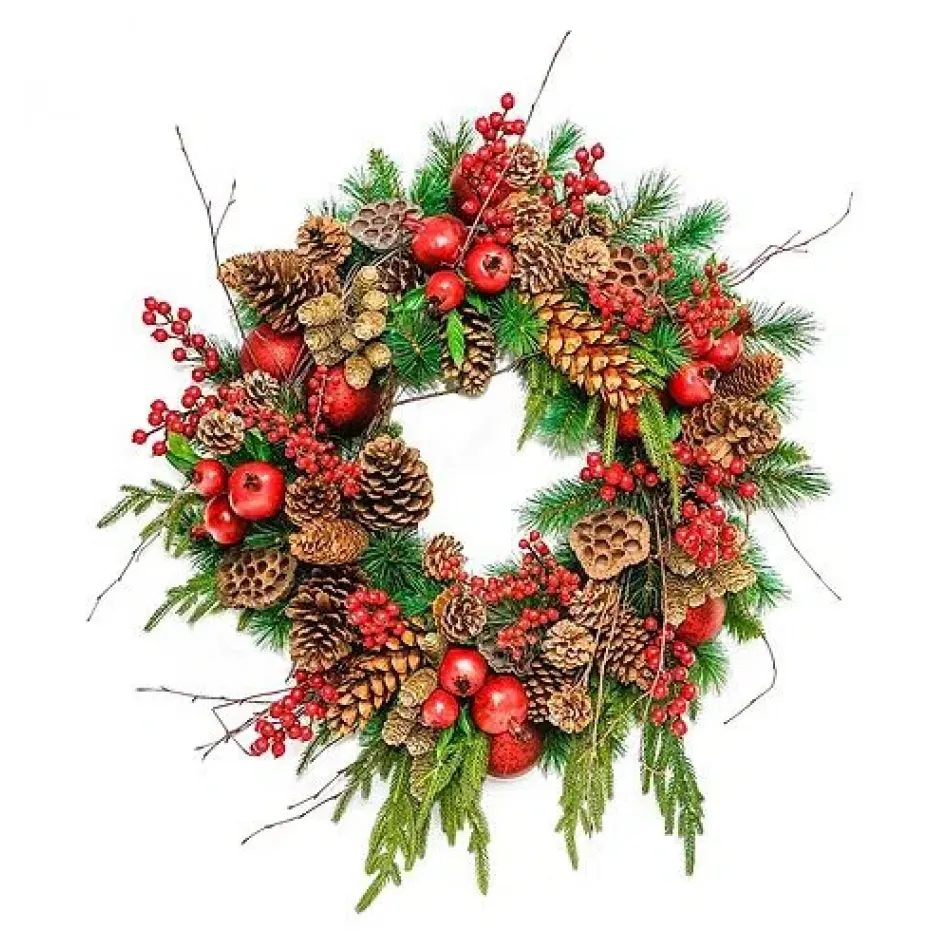 24" Pomegranate And Pinecone Wreath