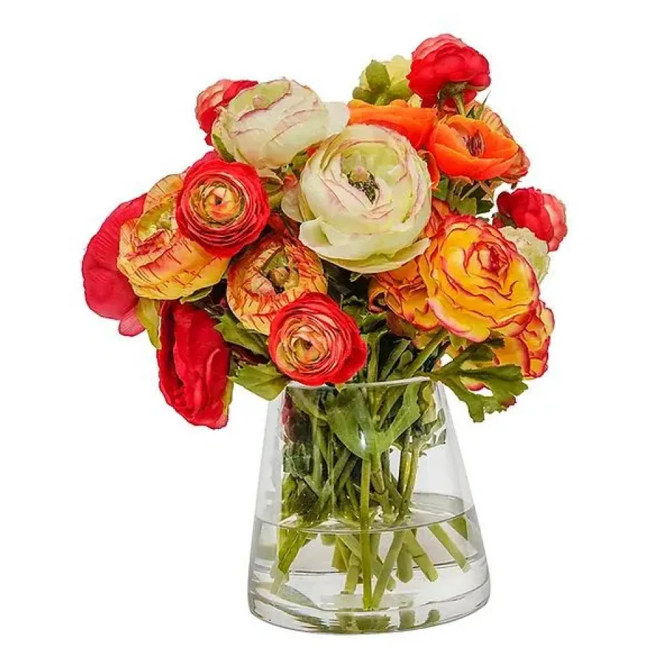 Orange Ranunculus In Pyramid Glass