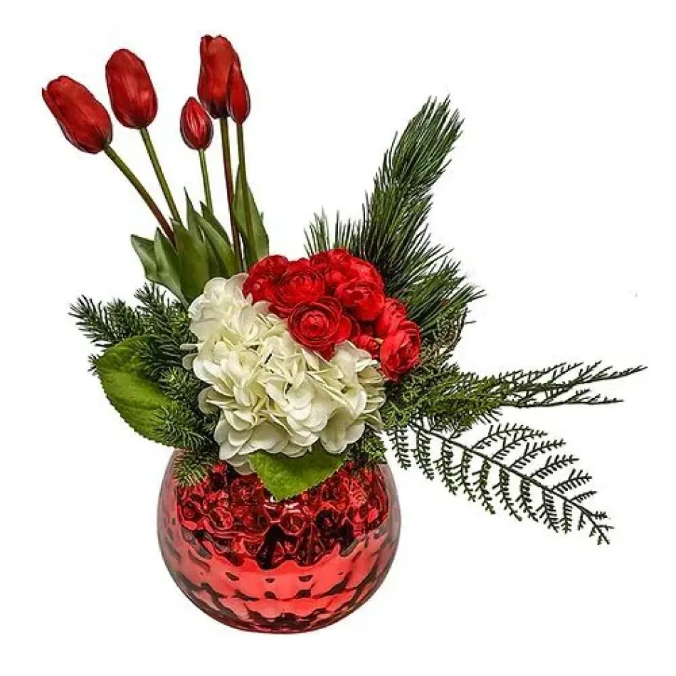 Red Globe With Red/White Floral